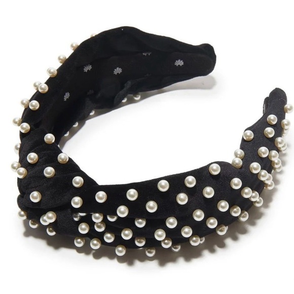 Lele Sadoughi ♡ Jet Pearl Velvet Knotted Headband - Picture 1 of 8